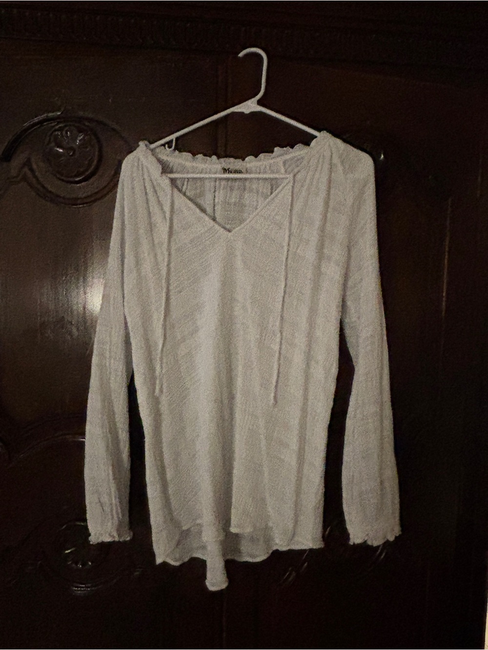 Show Me Your MuMu White Off-Shoulder Peasant Tunic or Bathing Suit Cover Up